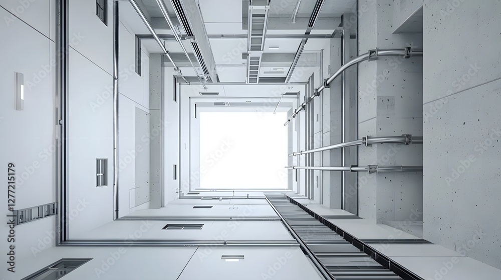 Aufkleber 3d render of an underground water supply and drainage system infrastructure within a modern skyscrap