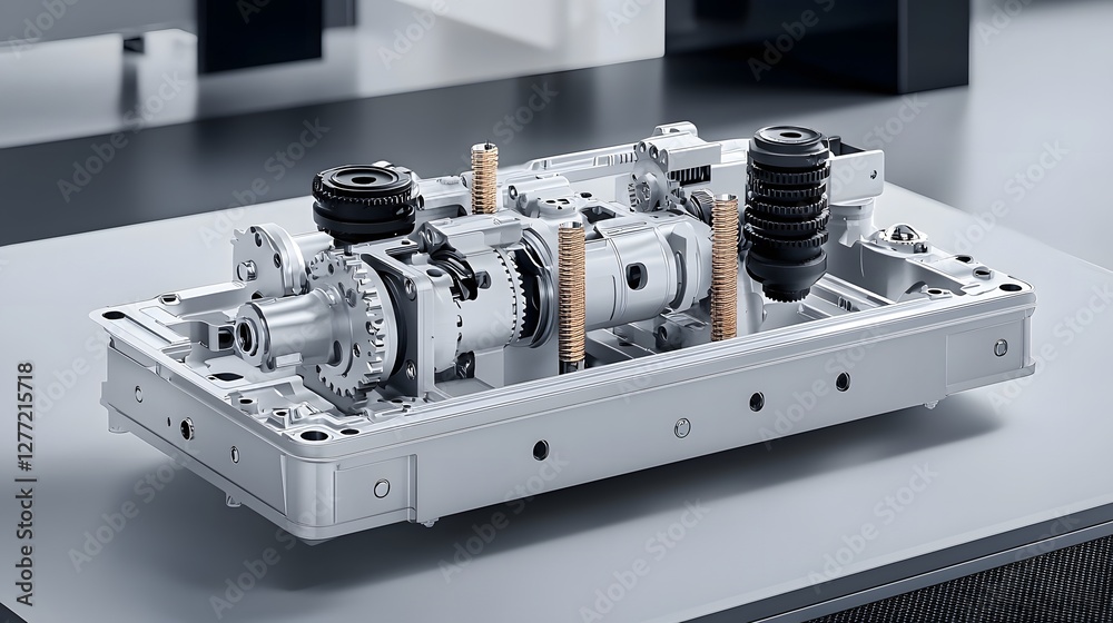 Fototapete a detailed and intricately composed image showcasing the complex mechanism of gears shafts and other