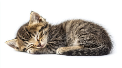 Obraz premium Adorable kitten peacefully sleeping in studio shot for cute pet print design