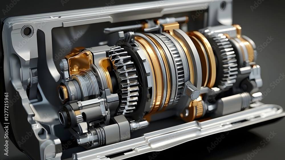 Fototapete a detailed view of the intricate gears shafts and components that make up the dynamic mechanism of a