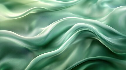 Obraz premium Flowing textures of soft green fabric studio setting abstract photography calm environment close-up view textile concept