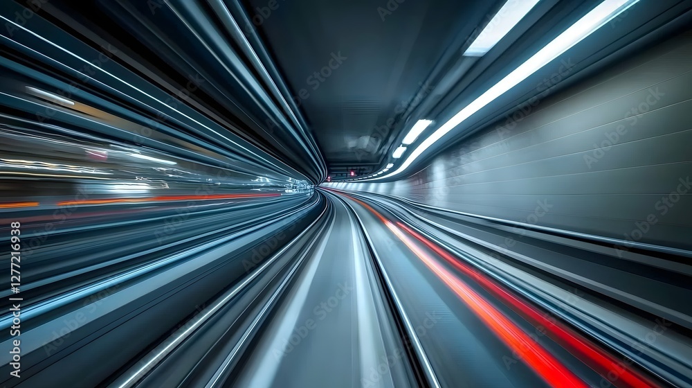 Aufkleber a photo of a high speed railway tunnel with motion blur emphasizing the rapid pace and dynamic energ