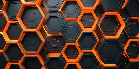 Abstract Geometric Honeycomb Pattern with Orange Accent Lighting Design