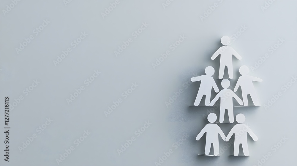 Aufkleber A visually striking paper cut style depicting the hierarchy and teamwork dynamics within a corporate or business setting  The image showcases the interconnected layers of an organization