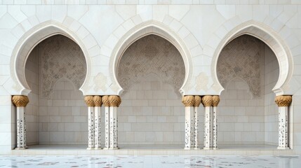 Obraz premium Elegant Architectural Arches in White Marble Interior Space