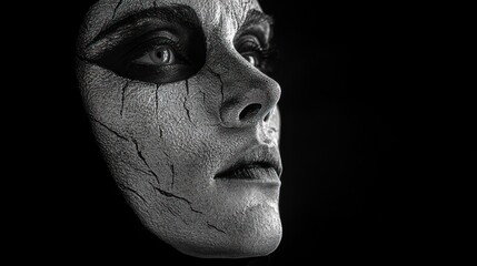 Obraz premium High Contrast Theater Masks of Drama and Comedy on Black Background in Classic Horror Style
