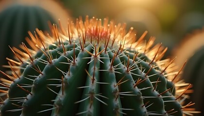 Golden Hour Cactus: A Close-Up of a Prickly Pear