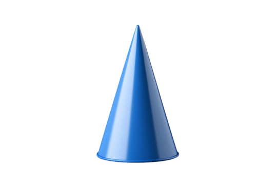 Blue cone shape is shown on a white background, isolated