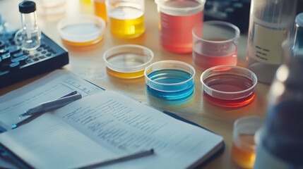 Colorful bacterial cultures in laboratory petri dishes for scientific research and analysis