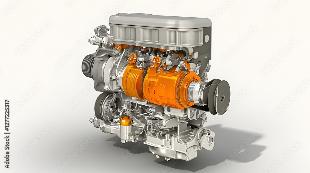 Leinwandbilder cross section view of a vehicle s crankshaft and piston movement mechanism showcasing the internal components and of an internal combustion engine