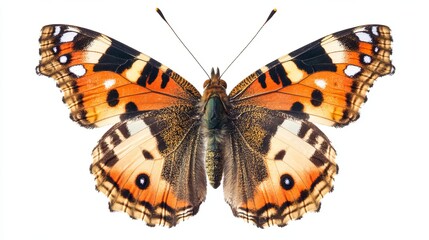 Fototapeta premium Painted Lady Butterfly on White Background