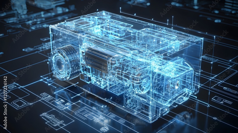 Aufkleber detailed 3d render of a futuristic transparent cooling system designed for high performance vehicles