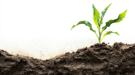 Toxic fertilizer damaging soil health on a farm. Featuring environmental destruction and poor crop growth