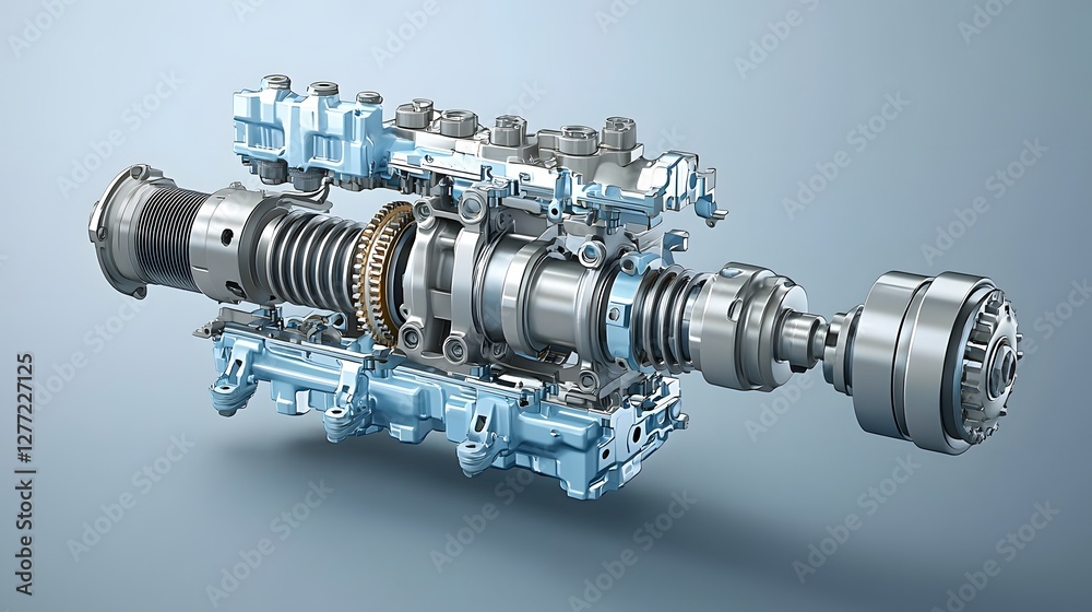 Poster Detailed cross section showcasing the intricate workings of a vehicle s crankshaft and piston assembly revealing the complex mechanical engineering behind automotive power