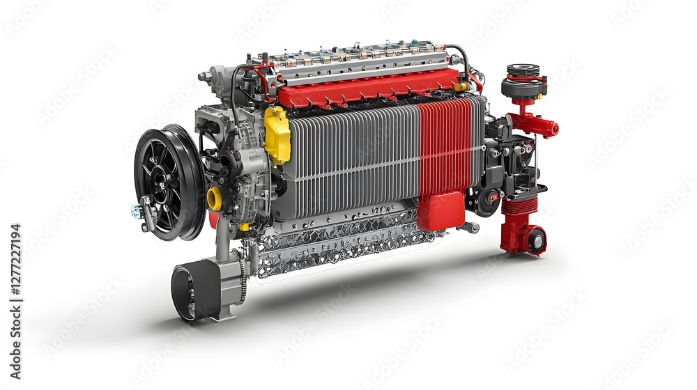 Poster Detailed Cross section View of a Car s Radiator Showcasing the Internal Cooling Channels and Components that Facilitate Efficient Heat Dissipation and Vehicle Performance
