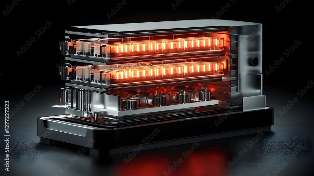 Poster Detailed Cross section View of Multilayered LED Display Panel Revealing its Internal Structure Electrical Components and Intricate Design