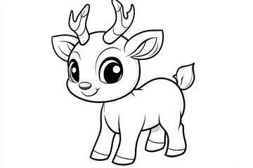 Cute cartoon deer with antlers and a big smile
