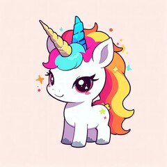 Naklejka premium Adorable Rainbow Unicorn Illustration