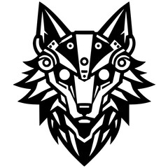 Silhouette of a wolf robot head