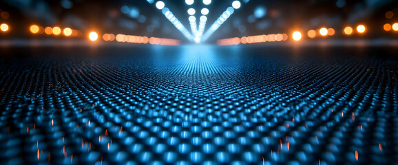 Abstract Blue Sphere Pattern Background With Spotlights