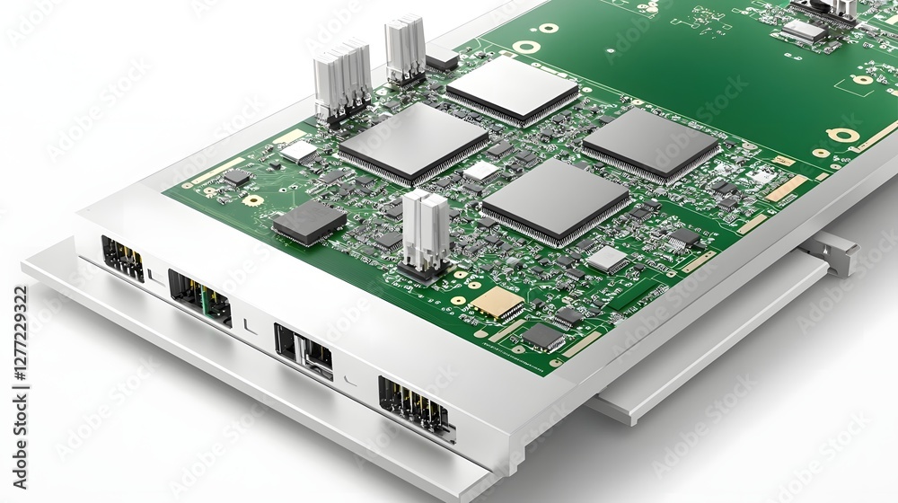 Poster detailed view of an advanced microled display production line showcasing the intricate circuit print