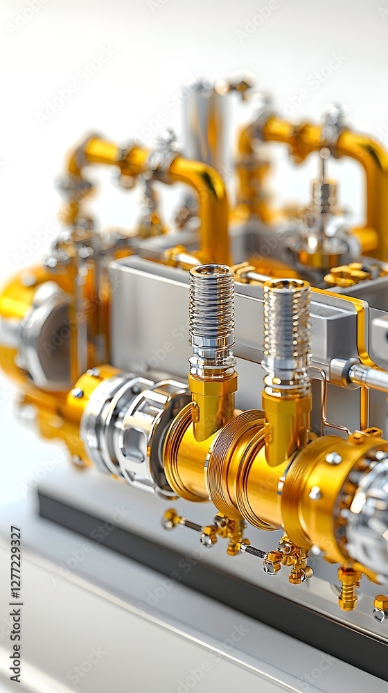 Poster detailed view of an intricately designed vintage steam engine cooling system showcasing the complex 