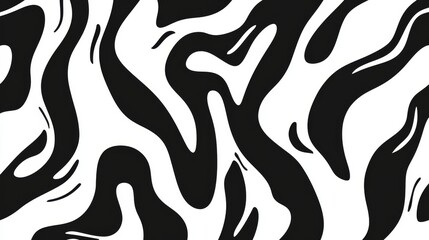 Curved and looping doodle lines in a continuous pattern, hand-drawn effect, bold black ink on white background, seamless banner style, organic and freeform strokes