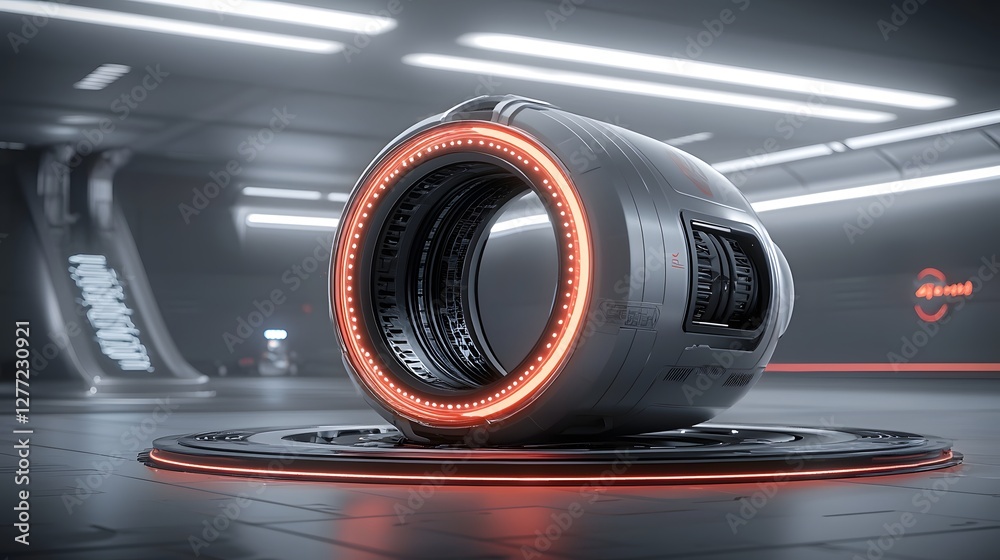 Poster Futuristic 3D render showcasing an advanced high tech cooling system designed for high performance vehicles  The compact
