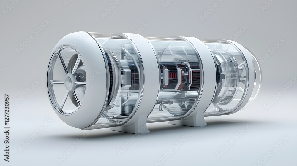 Fototapete Futuristic 3D rendering of an advanced cooling system for high performance vehicles featuring innovative engineering and technology for enhanced efficiency and climate control