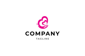 Simple logo of hands giving heart