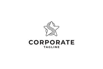 Star and letter S logo in minimalist line concept