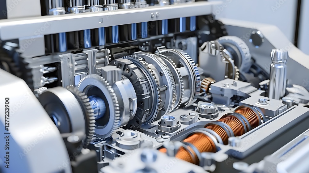Leinwandbilder Intricate mechanical composition showcasing the dynamic interplay of gears shafts and other components within the complex architecture of an automotive gearbox