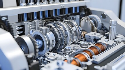 Intricate mechanical composition showcasing the dynamic interplay of gears shafts and other components within the complex architecture of an automotive gearbox