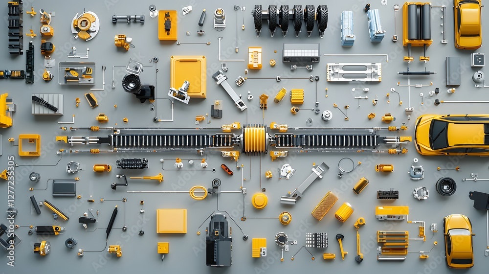 Aufkleber overhead shot of a comprehensive 4 wheel drive 4wd system layout featuring an array of automotive to