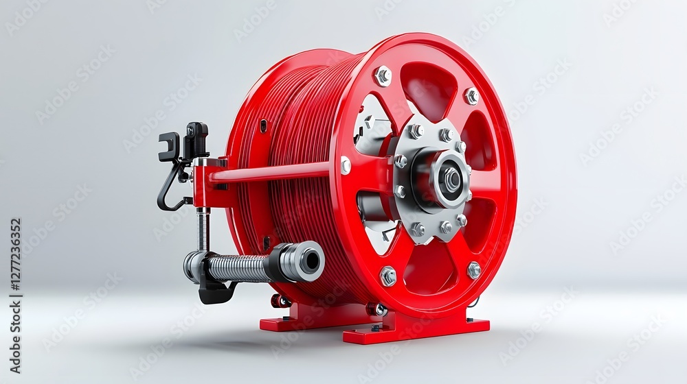 Aufkleber photo of an isolated fire hose reel with a sturdy metal coupling in a controlled studio setting the 