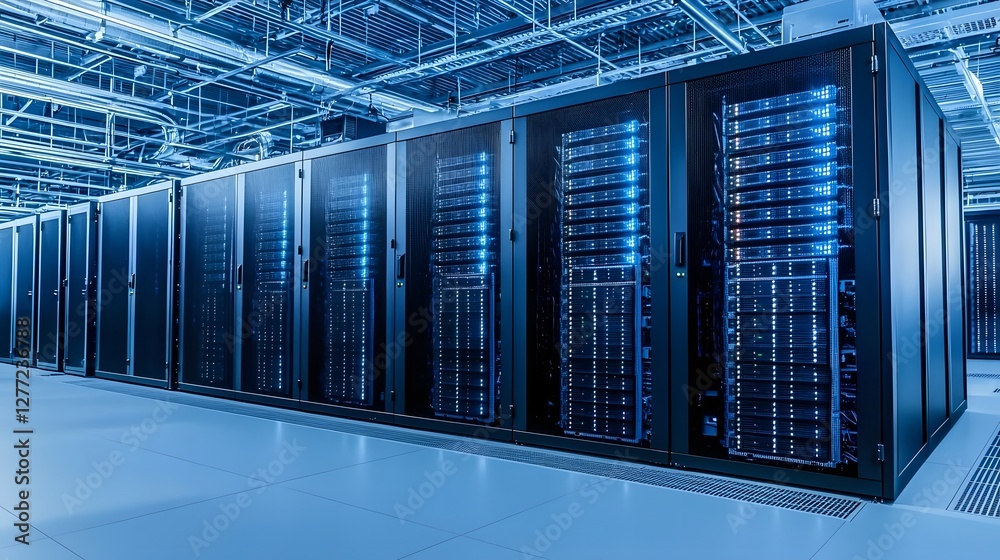 Leinwandbilder photo showcasing the complex cooling system used in modern data centers to prevent overheating of critical IT infrastructure and server hardware