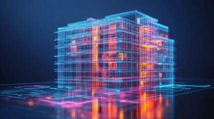 Obraz premium Futuristic architectural building design, abstract digital model