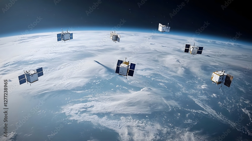 Leinwandbilder satellite fleet ensuring ubiquitous connectivity and wireless coverage for remote and underserved re