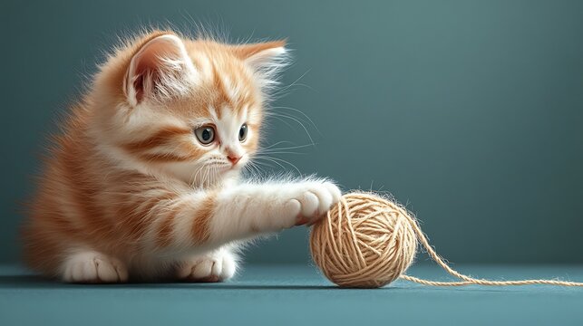 Playful vector illustration of a kitten playing with a ball of string ideal for pet and home themes