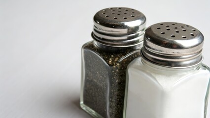 Salt and Pepper Shakers on White Background