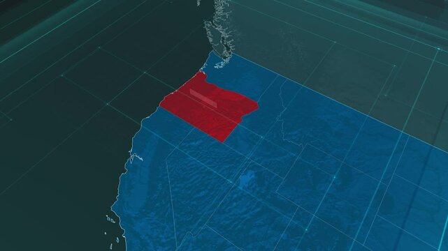 Zoom in to the map of Oregon state, with text and textless