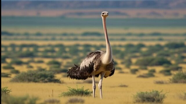 ostrich on the oasis