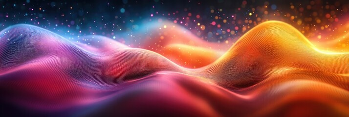 Obraz premium Vibrant background of smooth flowing colored dots creating a dynamic visual experience