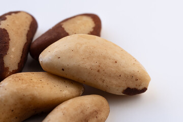 Brazil nuts on white background