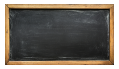 Leere Schultafel mit Holzrahmen, freigestellt.