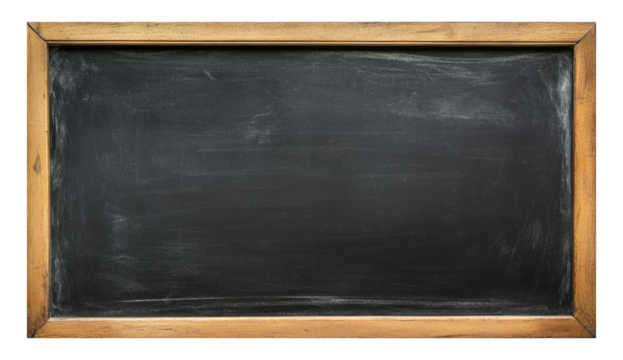 Leere Schultafel mit Holzrahmen, freigestellt.