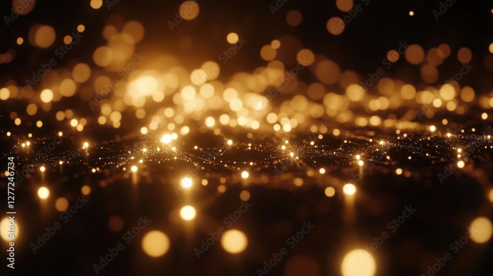 Poster abstract golden bokeh lights background.