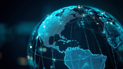 Fototapeta premium AI-powered global network infrastructure with interconnected digital cities.
