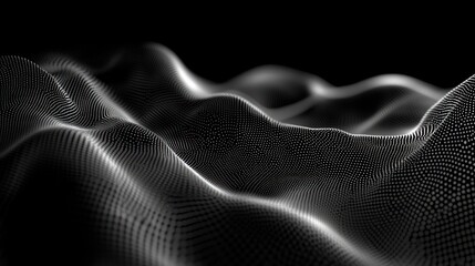 Naklejka premium Abstract grayscale undulating wave pattern, digital rendering of flowing data or energy.