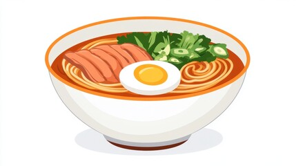A delicious bowl of ramen with soft-boiled egg, pork belly, and fresh vegetables in a rich broth.